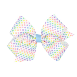 Easter Dot Printed Hair Bow on Clippie, Wee Ones, Alligator Clip, Alligator Clip Hair Bow, cf-size-king, cf-size-medium, cf-type-hair-bow, cf-vendor-wee-ones, Clippie, Clippie Hair Bow, Easte