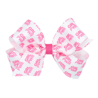 Breast Cancer Grl Power Print Hair Bow on Clippie, Wee Ones, Alligator Clip, Alligator Clip Hair Bow, Breast Cancer Awareness, cf-size-king, cf-size-medium, cf-type-hair-bow, cf-vendor-wee-on