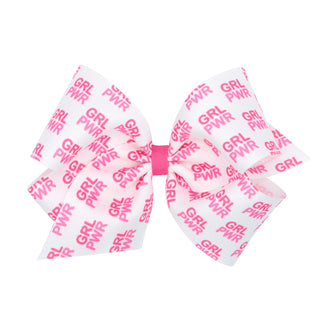 Breast Cancer Grl Power Print Hair Bow on Clippie, Wee Ones, Alligator Clip, Alligator Clip Hair Bow, Breast Cancer Awareness, cf-size-king, cf-size-medium, cf-type-hair-bow, cf-vendor-wee-on