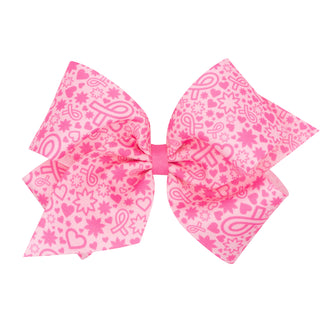 Breast Cancer Pink Print Hair Bow on Clippie, Wee Ones, Alligator Clip, Alligator Clip Hair Bow, Breast Cancer Awareness, Breast Cancer Pink Print Hair Bow on Clippie, cf-size-king, cf-size-m