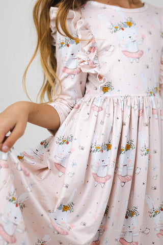 Mila & Rose Don't Worry Be Hoppy S/S Ruffle Twirl Dress, Mila & Rose, Bunny, Bunny Dress, cf-size-3t, cf-type-dress, cf-vendor-mila-&-rose, CM22, Don't Worry Be Hoppy S/S Ruffle Twirl Dress, 