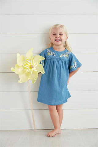 Mud Pie Embroidered Chambray Dress, Mud Pie, cf-size-5t, cf-type-dress, cf-vendor-mud-pie, Chambray, CM22, JAN23, Mud Pie, Mud Pie Chambray Dress, Mud Pie Chambray Embroidery Dress, Mud Pie E