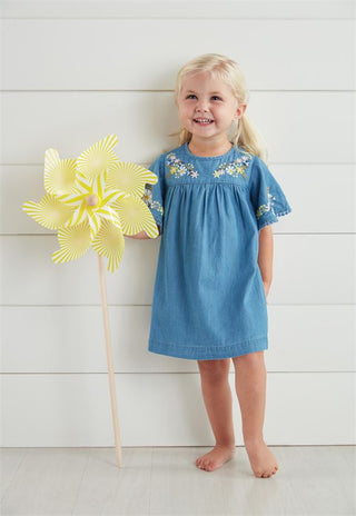 Mud Pie Embroidered Chambray Dress, Mud Pie, cf-size-5t, cf-type-dress, cf-vendor-mud-pie, Chambray, CM22, JAN23, Mud Pie, Mud Pie Chambray Dress, Mud Pie Chambray Embroidery Dress, Mud Pie E