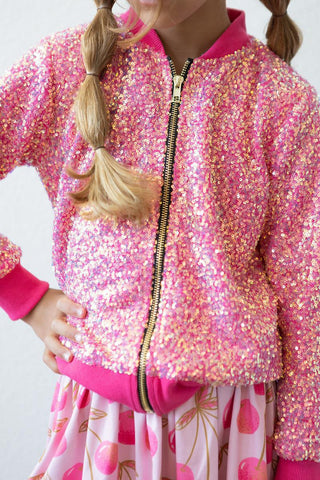 Mila & Rose Hot Pink Sequin Jacket, Mila & Rose, Hot Pink Sequin Jacket, Jacket, Little Girls Clothing, Mila & Rose, Mila & Rose Hot Pink Sequin Jacket, Mila & Rose Sequin Jacket, Mila and Ro