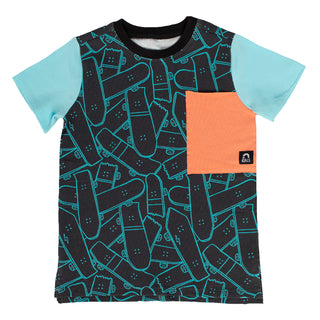 RAGS Short Sleeve Big Pocket Kids Tee - Skateboard Jungle, RAGS, CM22, MovingSummer2022, RAGS, RAGS Short Sleeve Big Pocket Kids Tee - Skateboard Jungle, Rags T-shirt, Rags Tee, Rags to Rache