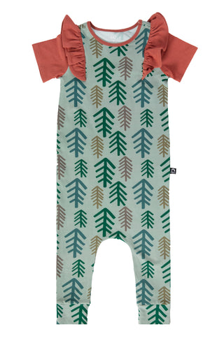 RAGS S/S Ruffle Rag Romper - Simple Trees, RAGS, cf-size-12-18-months, cf-size-2t, cf-size-3-4y, cf-type-romper, cf-vendor-rags, CM22, MovingSummer2022, RAGS, RAGS Fall 2021, Rags Romper, RAG