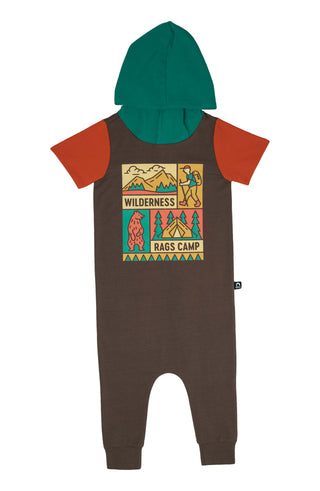 RAGS Short Sleeve Hooded Rag Romper - Wilderness Rags Camp, RAGS, cf-size-12-18-months, cf-size-18-24-months, cf-size-2t, cf-type-romper, cf-vendor-rags, CM22, MovingSummer2022, RAGS, RAGS Ra