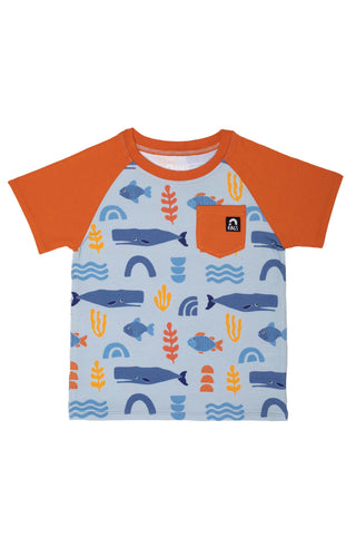 RAGS Short Raglan Sleeve Pocket Rounded Kids Tee - Abstract Ocean, RAGS, Abstract Ocean, cf-size-7-8y, cf-type-tee, cf-vendor-rags, CM22, MovingSummer2022, RAGS, Rags Abstract Ocean, RAGS Kid