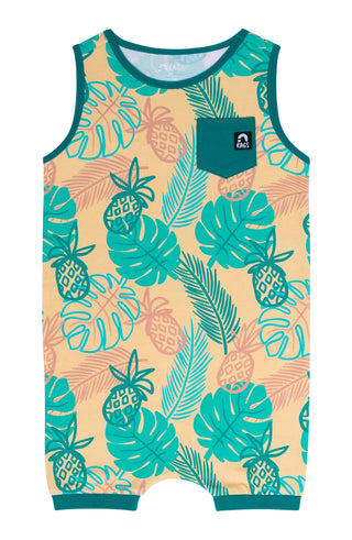 RAGS Tank Short Pocket Rag Romper - Tropical Pineapple, RAGS, CM22, Rag Tropical Pineapple, RAGS, Rags Romper, Rags Tank Romper, Rags to Raches, Romper, Tank Romper, Tropical Pineapple, Rompe