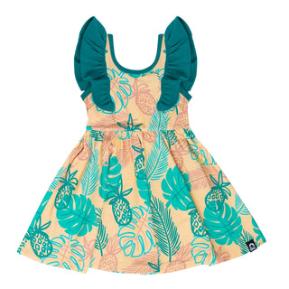 RAGS Tank Ruffle Swing Dress - Tropical Pineapple, RAGS, CM22, RAGS, RAGS Dress, RAGS Girls, RAGS short sleeve dress, RAGS Tank Ruffle Swing Dress, RAGS Tank Ruffle Swing Dress - Tropical Pin