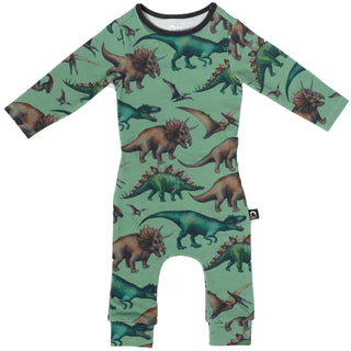 RAGS Infant Rag Romper - Dinos - Green, RAGS, cf-size-0-3-months, cf-type-romper, cf-vendor-rags, CM22, Dinosaur, JAN23, RAGS, RAGS Dinos, Rags Fall 2022, RAGS Infant Rag Romper, Rags Romper,