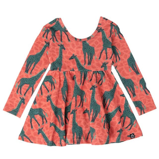 RAGS L/S Swing Dress - Giraffes - Pink, RAGS, CM22, Giraffe, RAGS, RAGS Dress, Rags Fall 2022, Rags Giraffe, RAGS Girls, RAGS Long Sleeve Swing Dress, RAGS short sleeve dress, Rags to Raches 