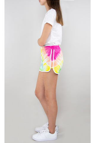 Tractr Girls French Terry Tie-Dye Shorts (7-14), Tractr, Camp, Camp Clothing, CM22, Els PW 5060, French Terry Tie-Dye Shorts, Shorts, Summer Sale, Terry Tie-Dye Shorts, Tie Dye, Tie Dye Short