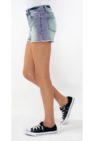 Tractr Girls Ombre Fray Hem Brittany Short (7-14), Tractr, Denim Shorts, Els PW 5060, Ombre Fray Hem Brittany Short, Shorts, Summer Sale, Tractr, Tractr (7-14), Tractr Girls, Tractr Girls Bri