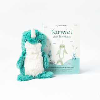 Slumberkins Narwhal Mini & Narwhal Lesson Book - Growth Mindset, Slumberkins, Plush Toy, Slumberkins, Slumberkins Growth Mindset, Slumberkins Narwhal Mini & Narwhal, Slumberkins Narwhal Mini 