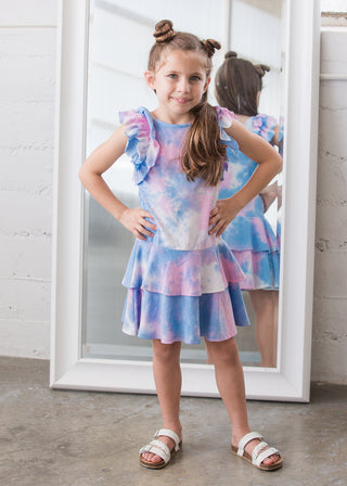 Isobella & Chloe Sunny Smile Dress - Blue Tie Dye, Isobella & Chloe, Black Ruffle dress, Dress, Dresses, Els PW 5060, Isobella & Chloe, Isobella & Chloe Sunny Dress, Isobella & Chloe Sunny Sm