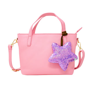 Zomi Gems Leather Tote Bag w/Charm - Pink w/Star, Zomi Gems, CM22, Handbag, Leather Tote Bag, pink, Purse, Tiny Treats, Tote Bag w/Charm, Zomi Gems, Zomi Gems Handbag, Zomi Gems Purse, Handba