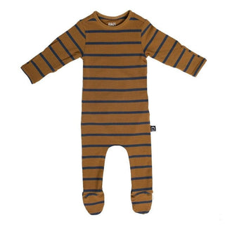 RAGS Newborn Rag Romper w/Footies and Hand Covers - Cumin & Navy Stripe, RAGS, CM22, Footie, RAGS, RAGS Cumin & Navy Stripe, Rags Essentials, RAGS Footie, RAGS Newborn Footie, RAGS Newborn Ra