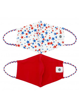 Pom Masks by Pomchies - Liberty Stars / Solid Red, Pomchies, cf-type-face-mask, cf-vendor-pomchies, Els PW 11399, Face Mask, Face Mask by Pomchies, Face Mask for Adults, Face Mask Pomchie, Ma