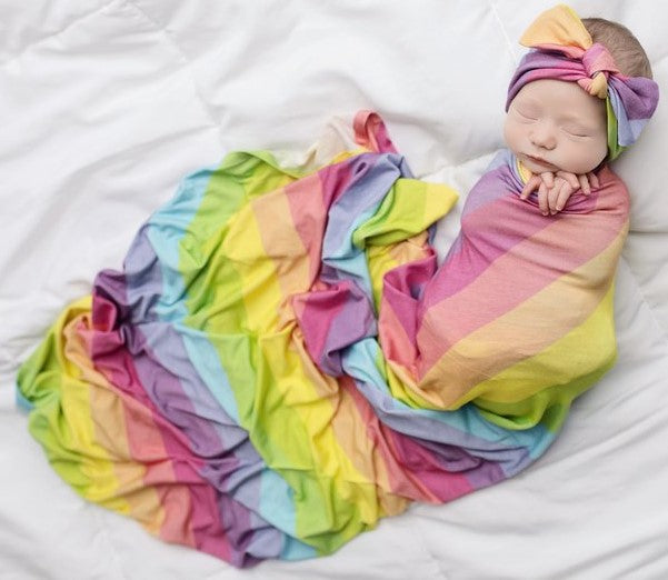 Rainbow swaddle and headband new arrivals