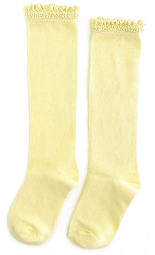 Little Stocking Co Lace Top Knee High Socks - Lemonade, Little Stocking Co, cf-size-0-6-months, cf-size-1-5-3y, cf-size-6-18-months, cf-size-7-10y, cf-type-knee-high-socks, cf-vendor-little-s