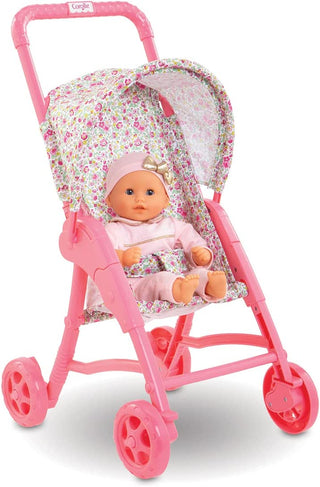 Corolle Pink Floral Baby Doll Stroller with Folding Canopy, Corolle, Baby Doll, cf-type-dolls, cf-vendor-corolle, Corolle, Corolle Baby Doll, Corolle Doll, Corolle Doll Stroller, Corolle Pink