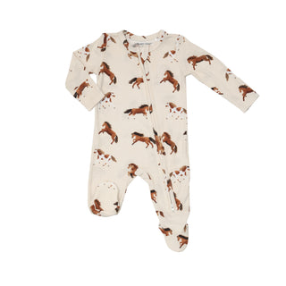 Angel Dear Horses 2 Way Zipper Footie, Angel Dear, angel Dear, Angel Dear Bamboo Footie, Angel Dear Footie with Zipper, Angel Dear SS23, Bamboo Footie, Footie with Zipper, Horses, Footie - Ba