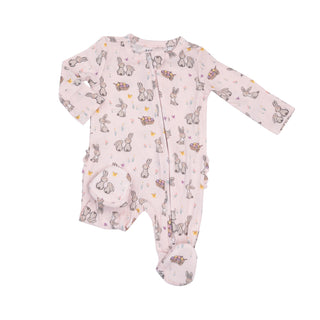 Angel Dear Pink Bunnies Ruffle Back 2 Way Zipper Footie, Angel Dear, angel Dear, Angel dear Footie, Angel Dear Ruffle Back 2 Way Zipper Footie, Angel Dear Ruffle Footie, Angel Dear SS23, Ange