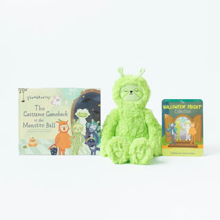 Slumberkins Alien Basket & Costume Comeback Hardcover Book, Slumberkins, Alien, Alien Basket & Costume Comeback Hardcover Book, alien Slumberkin, Bat, Boo Basket, Book, Books, cf-type-toys, c