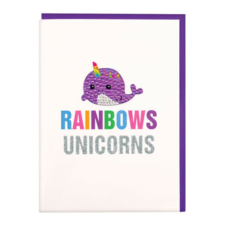 Iscream Rainbows & Unicorns Rhinestone Greeting Card, Iscream, cf-type-greeting-&-note-cards, cf-vendor-iscream, Greeting Card, iScream, Iscream Card, iscream-shop, Narwhal, Rainbow, Rainbows