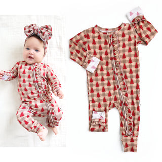 Gigi and Max Francis Ruffle Zip One Piece, Gigi and Max, All Things Holiday, Bamboo Pajama, cf-size-3m-0-3m, cf-size-9m-6-9m, cf-type-pajamas, cf-vendor-gigi-and-max, Christmas, Christmas Foo