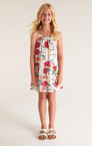 Z Supply Girls Flynn Floral Dress - White Sand, Z Supply, cf-size-large-12-14, cf-type-dresses, cf-vendor-z-supply, CM22, JAN23, Top, Tween Girl, tween girls, Tween Girls Clothing, Z Supply, 