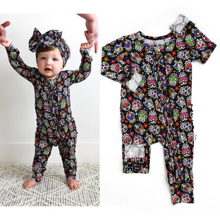 Gigi and Max Cecilia Ruffle Zip One Piece, Gigi and Max, Bamboo Pajama, cf-size-9m-6-9m, cf-size-newborn-footed, cf-type-pajamas, cf-vendor-gigi-and-max, CM22, Gigi & Max, Gigi & Max Hallowee