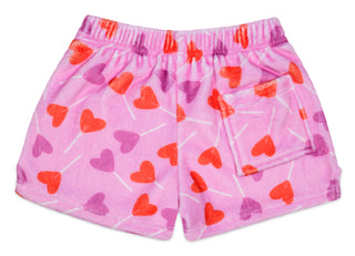 Iscream Heart Lollipops Plush Shorts, Iscream, Fleece Shorts, Gifts for Tween, Girls Sleep Shorts, Heart Lollipops, iscream, Iscream Plush Shorts, iscream shorts, Iscream Valentines, iscream-