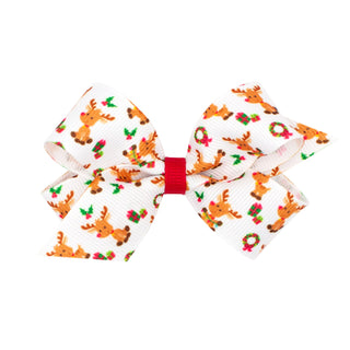 Mini Holiday Grosgrain Printed Hair Bow on Clippie (6 Prints Available), Wee Ones, All Things Holiday, cf-type-hair-bow, cf-vendor-wee-ones, Christmas Bow, Hair Bow, Holiday Hair Bow, jolly h