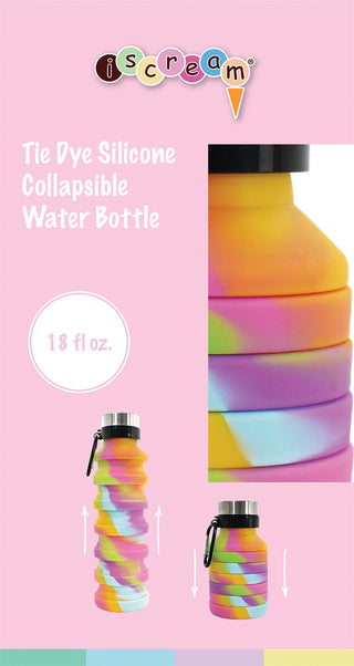 Iscream Tie Dye Silicone Collapsible Water Bottle, Iscream, Camp, Collapsible Water Bottle, Iscream, Iscream Collapsible Water Bottle, Iscream Silicone Collapsible Water Bottle, Iscream Tie D