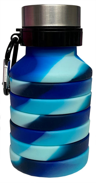 Iscream Ocean Waves Silicone Collapsible Water Bottle, Iscream, Blue Tie Dye, Blue Tie Dye Water Bottle, Boy Water Bottle, Camp, Collapsible Water Bottle, Iscream, Iscream Blue Tie Dye, Iscre