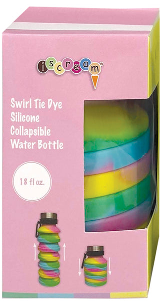 Iscream Swirl Tie Dye Silicone Collapsible Water Bottle, Iscream, Camp, Collapsible Water Bottle, Iscream, Iscream Collapsible Water Bottle, Iscream Silicone Collapsible Water Bottle, Iscream