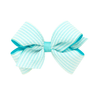 Medium Seersucker Overlay Grosgrain Hair Bow on Clippie, Wee Ones, Alligator Clip, Alligator Clip Hair Bow, cf-type-hair-bow, cf-vendor-wee-ones, Clippie, Clippie Hair Bow, Hair Bow, Hair Bow