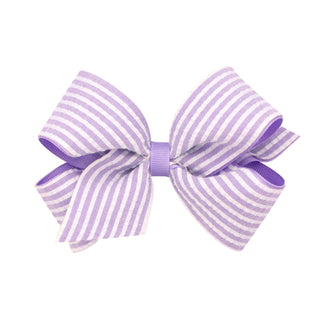 Medium Seersucker Overlay Grosgrain Hair Bow on Clippie, Wee Ones, Alligator Clip, Alligator Clip Hair Bow, cf-type-hair-bow, cf-vendor-wee-ones, Clippie, Clippie Hair Bow, Hair Bow, Hair Bow