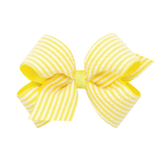 Medium Seersucker Overlay Grosgrain Hair Bow on Clippie, Wee Ones, Alligator Clip, Alligator Clip Hair Bow, cf-type-hair-bow, cf-vendor-wee-ones, Clippie, Clippie Hair Bow, Hair Bow, Hair Bow