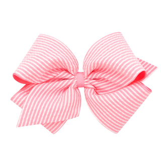 King Seersucker Overlay Grosgrain Hair Bow on Clippie, Wee Ones, Alligator Clip, Alligator Clip Hair Bow, cf-type-hair-bow, cf-vendor-wee-ones, Clippie, Clippie Hair Bow, Easter, Hair Bow, Ha