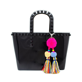 Zomi Gems Jelly Tote Bag w/Tassel - Black, Zomi Gems, Black, Handbag, Jelly Tote Bag, Purse, Tiny Treats, Zomi Gems, Zomi Gems Handbag, Zomi Gems Jelly Tote Bag w/Tassel, Zomi Gems Purse, Han