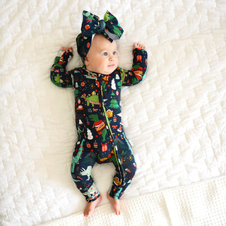 Gigi and Max Dillon Dino Zip One Piece, Gigi and Max, All Things Holiday, Bamboo Pajama, cf-size-6m-3-6m, cf-type-pajamas, cf-vendor-gigi-and-max, Christmas, Christmas Dino, Christmas Footie,