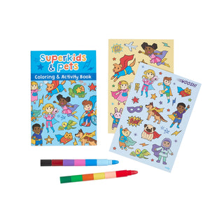 Ooly Mini Traveler Coloring & Activity Kit - Superkids & Pets, Ooly, Art Supplies, Book, Camp Gift, Camp Gifts, cf-type-toys-&-books, cf-vendor-ooly, Coloring & Activity Kit, Coloring Book, O