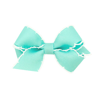 Mini Grosgrain Moonstitch Hair Bow on Clippie - 6 Colors, Wee Ones, Alligator Clip, Alligator Clip Hair Bow, Clippie, Clippie Hair Bow, CM22, Hair Bow, Hair Bow on Clippie, Hair Bows, Mini Gr