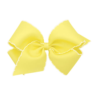 King Solid Grosgrain Moonstich Hair Bow on Clippie - 6 Colors, Wee Ones, Alligator Clip, Alligator Clip Hair Bow, cf-size-aqua, cf-size-lemon, cf-type-hair-bow, cf-vendor-wee-ones, Clippie, C