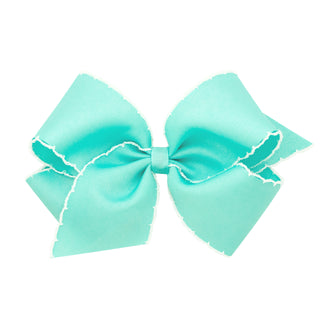 King Solid Grosgrain Moonstich Hair Bow on Clippie - 6 Colors, Wee Ones, Alligator Clip, Alligator Clip Hair Bow, cf-size-aqua, cf-size-lemon, cf-type-hair-bow, cf-vendor-wee-ones, Clippie, C