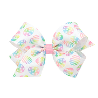 Medium Pastel Easter Egg Print Hair Bow on Clippie, Wee Ones, Alligator Clip, Alligator Clip Hair Bow, Clippie, Clippie Hair Bow, Easter, Easter Bow, Easter Hair Bow, EB Girls, Hair Bow, Hair