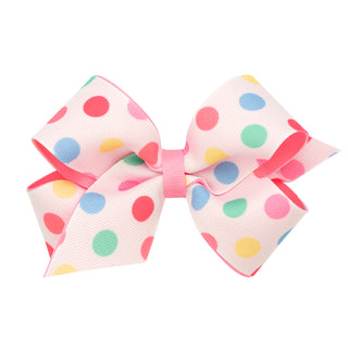 Medium Printed Overlay Hair Bow on Clippie - Pastel Dots, Wee Ones, Alligator Clip, Alligator Clip Hair Bow, Clippie, Clippie Hair Bow, Easter, Hair Bow, Hair Bow on Clippie, Hair Bows, Mediu